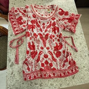 FARM Rio - Jungle Flow Red & White Dress Linen Blend